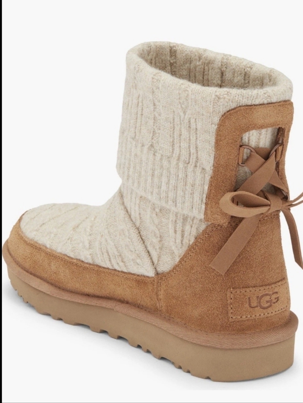 Ugg Classic Mini Cabelle Knit Boot Designer Suede Shearling Lace Sweater #206